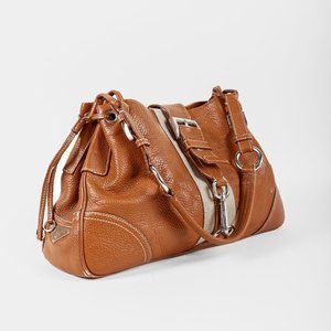 Prada Brown Leather Buckle Hobo Bag